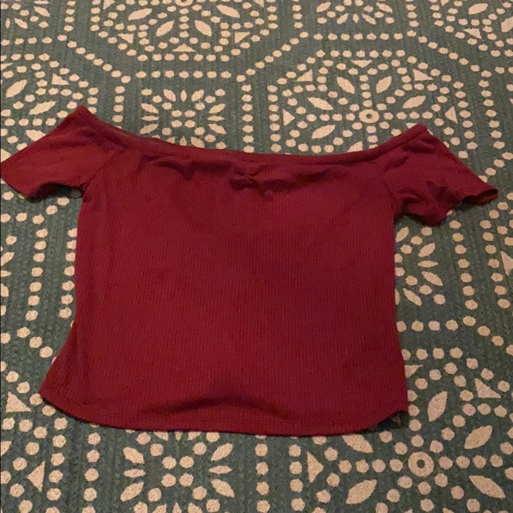 Mossimo Maroon Off the Shoulder Crop Top size S